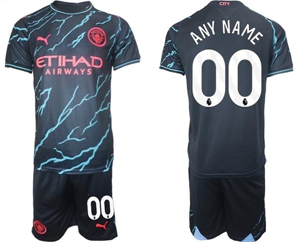 2023-24 Manchester City Custom Black Away Soccer Jersey(Name and number remark in comment column)