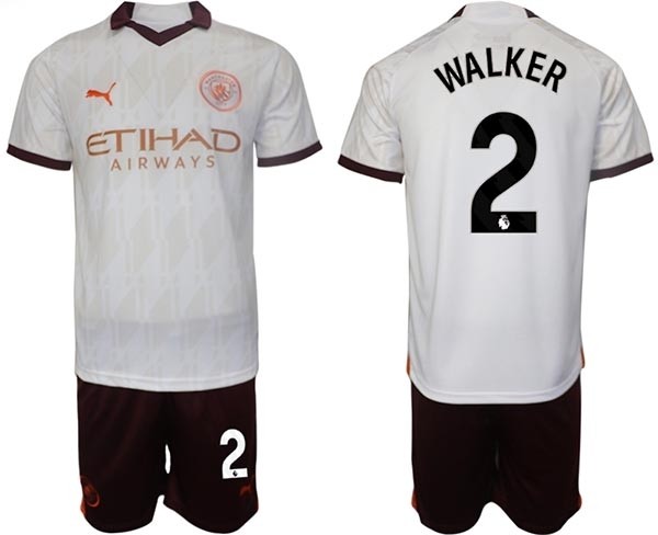 2023-24 Manchester City #2 Kyle Walker White Away Soccer Jersey