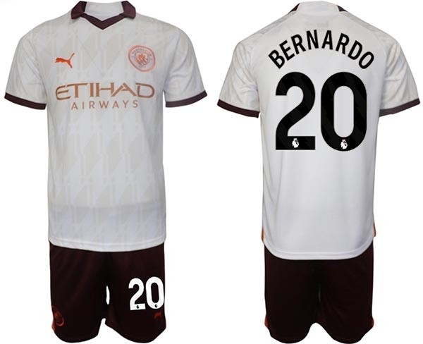 2023-24 Manchester City #20 Bernardo Silva White Away Soccer Jersey