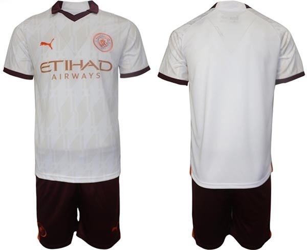 2023-24 Manchester City Blank White Away Soccer Jersey