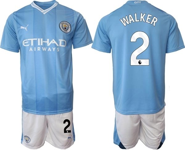 2023-24 Manchester City #2 Kyle Walker Blue Home Soccer Jersey