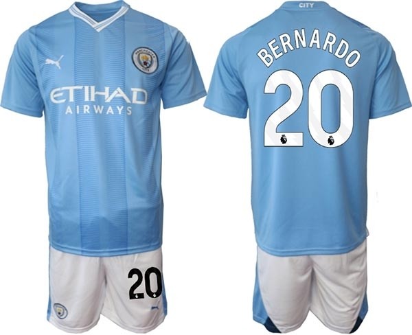 2023-24 Manchester City #20 Bernardo Silva Blue Home Soccer Jersey