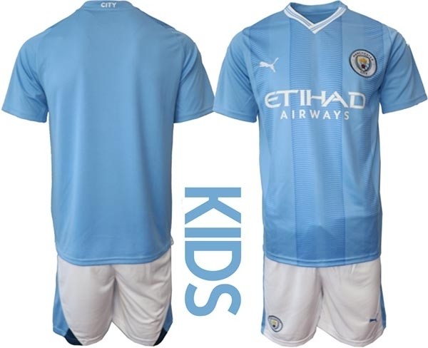 2023-24 Youth Manchester City Blank Blue Home Soccer Jersey