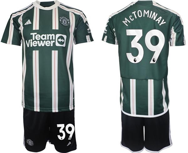 2023-24 Manchester United #39 Scott McTominay Green-White Stripes Away Soccer Jersey