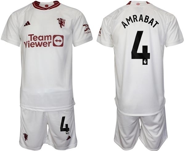 2023-24 Manchester United #4 Sofyan Amrabat White Away Soccer Jersey