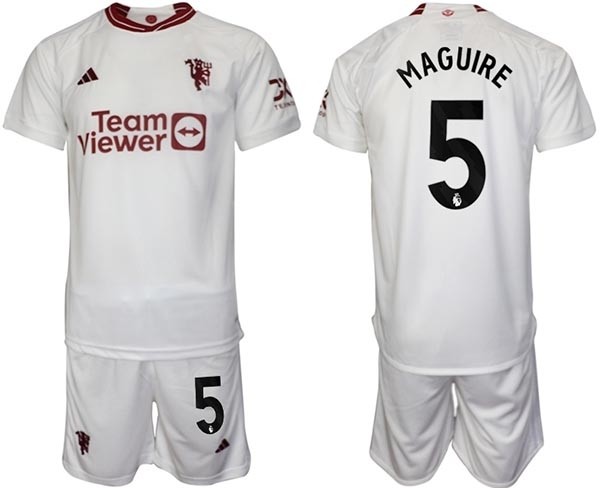 2023-24 Manchester United #5 Harry Maguire White Away Soccer Jersey