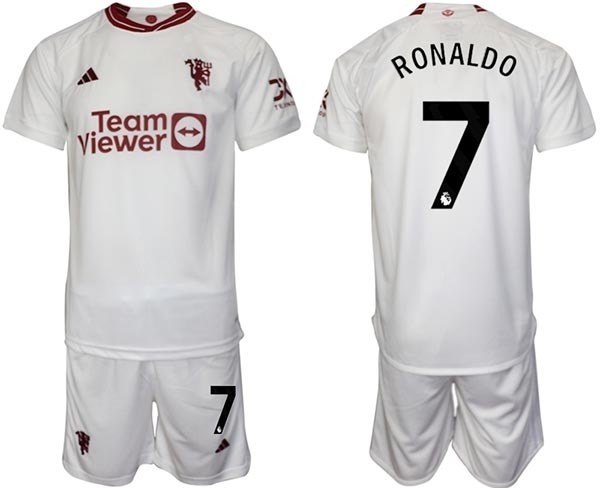 2023-24 Manchester United #7 Cristiano Ronaldo White Away Soccer Jersey