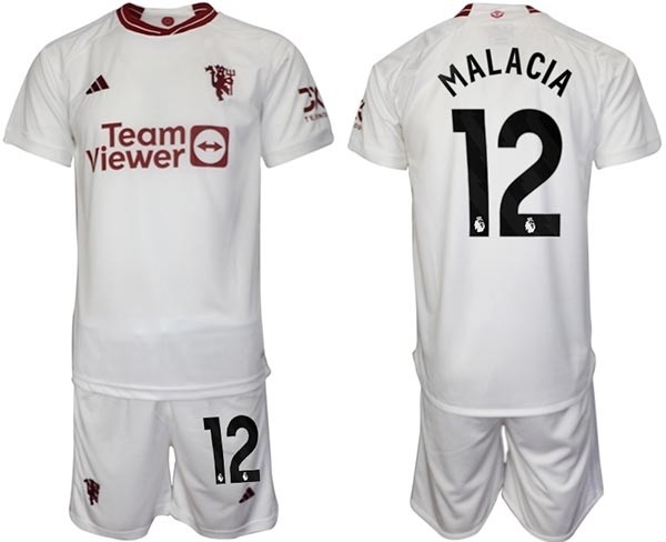 2023-24 Manchester United #12 Tyrell Malacia White Away Soccer Jersey