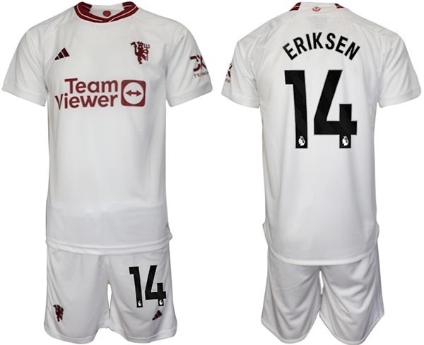 2023-24 Manchester United #14 Christian Eriksen White Away Soccer Jersey