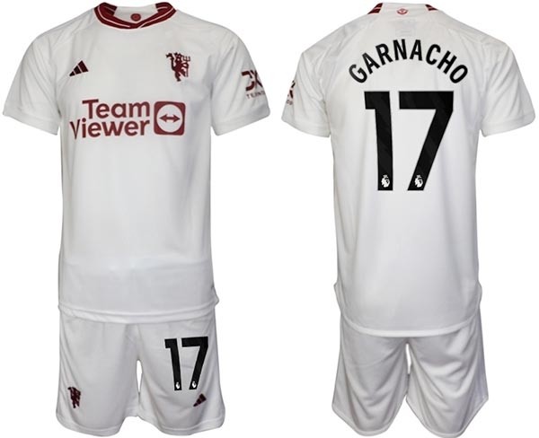 2023-24 Manchester United #17 Alejandro Garnacho White Away Soccer Jersey