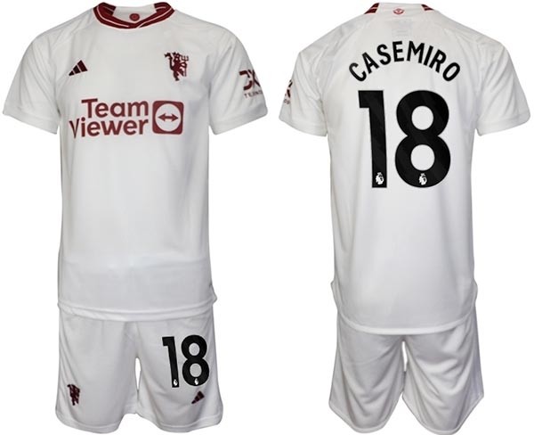 2023-24 Manchester United #18 Casemiro White Away Soccer Jersey