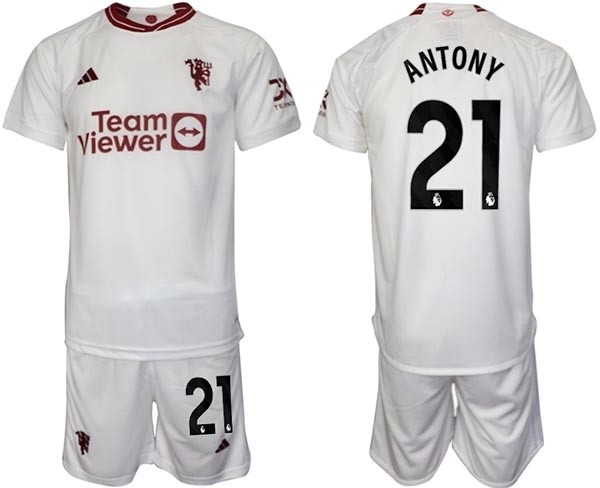 2023-24 Manchester United #21 Antony White Away Soccer Jersey