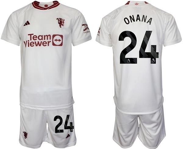 2023-24 Manchester United #24 Andre Onana White Away Soccer Jersey