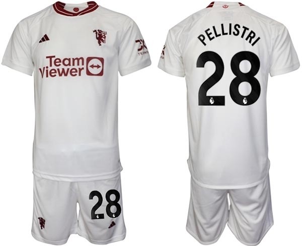 2023-24 Manchester United #28 Facundo Pellistri White Away Soccer Jersey