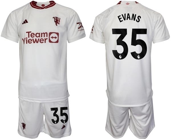 2023-24 Manchester United #35 Jonny Evans White Away Soccer Jersey