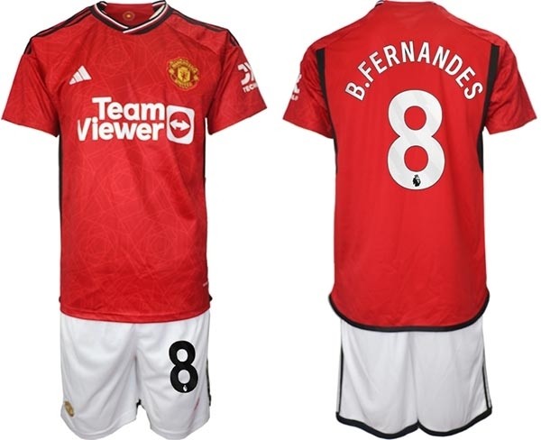 2023-24 Manchester United #8 B.Fernandes Red Home Soccer Jersey