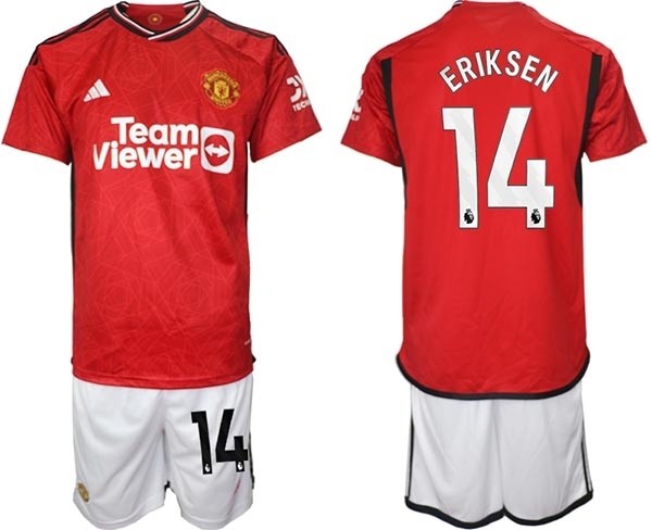 2023-24 Manchester United #14 Christian Eriksen Red Home Soccer Jersey