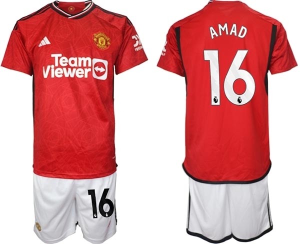 2023-24 Manchester United #16 Amad Diallo Red Home Soccer Jersey