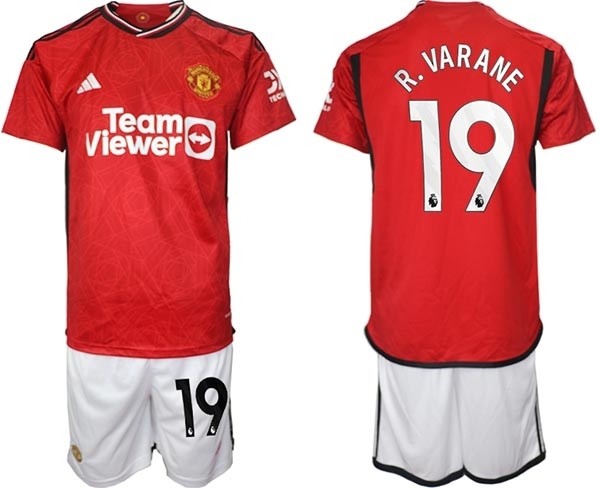 2023-24 Manchester United #19 R.Varane Red Home Soccer Jersey