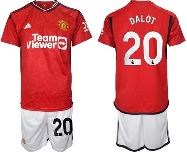 2023-24 Manchester United #20 Diogo Dalot Red Home Soccer Jersey