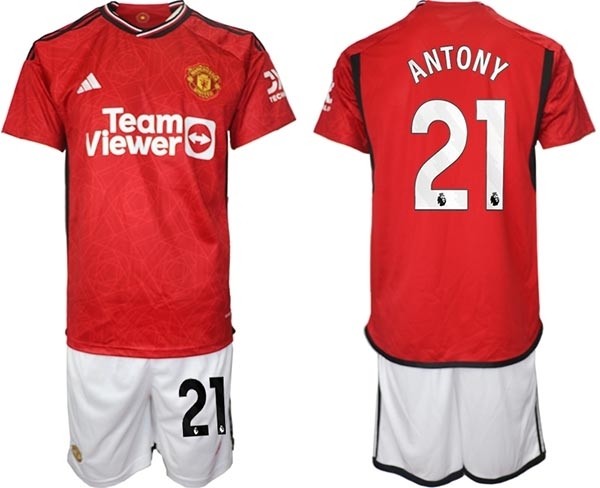 2023-24 Manchester United #21 Antony Red Home Soccer Jersey