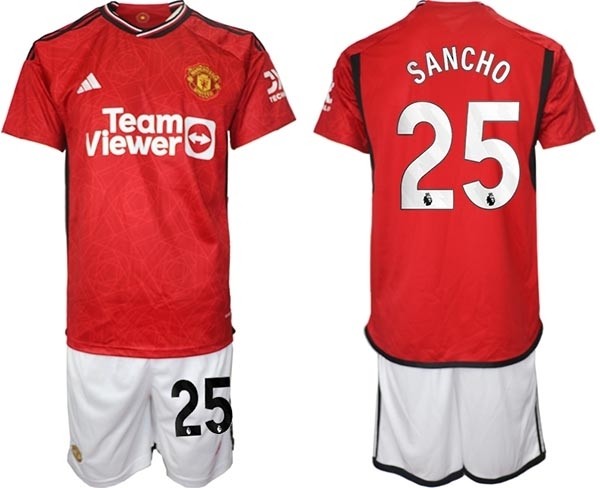 2023-24 Manchester United #25 Jadon Sancho Red Home Soccer Jersey