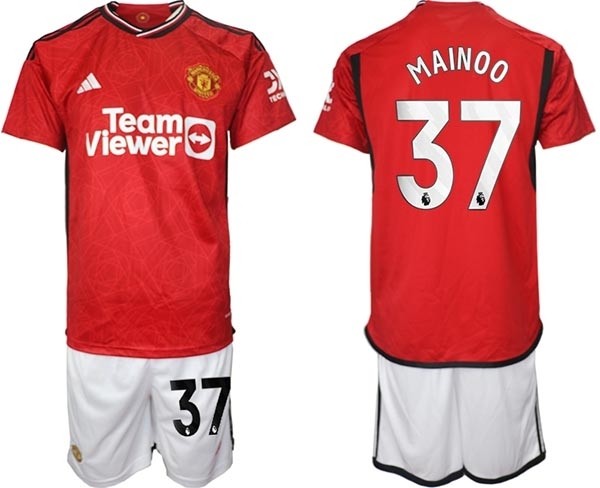 2023-24 Manchester United #37 Kobbie Mainoo Red Home Soccer Jersey