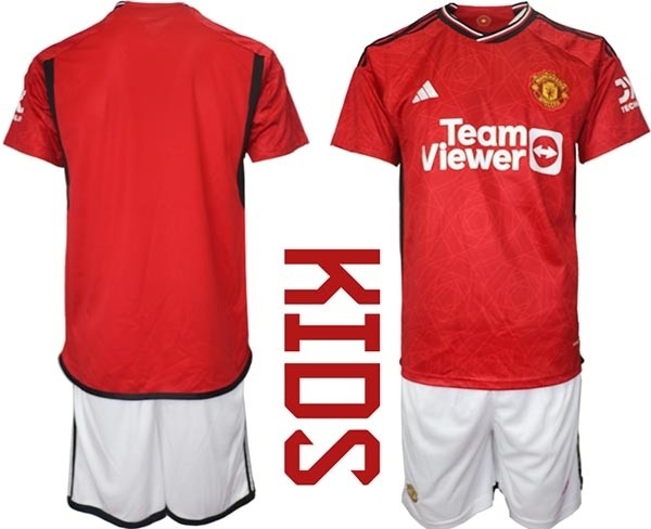 2023-24 Youth Manchester United Blank Red Home Soccer Jersey