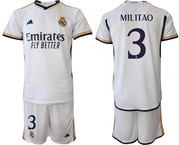 2023-24 Real Madrid #3 Eder Militao White Home Soccer jersey