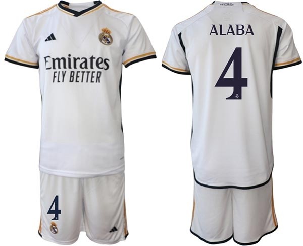 2023-24 Real Madrid #4 David Alaba White Home Soccer jersey