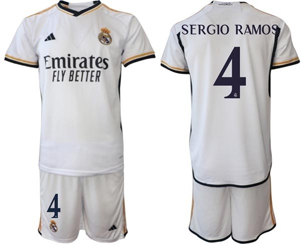 2023-24 Real Madrid #4 Sergio Ramos White Home Soccer jersey