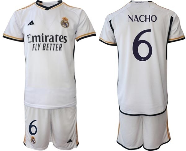 2023-24 Real Madrid #6 Nacho White Home Soccer jersey