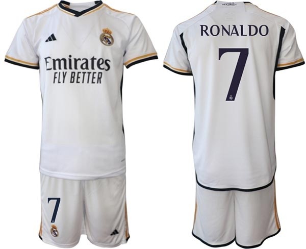 2023-24 Real Madrid #7 Cristiano Ronaldo White Home Soccer jersey