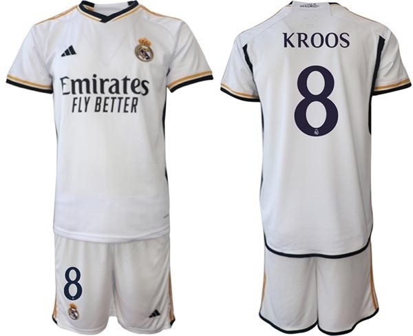 2023-24 Real Madrid #8 Toni Kroos White Home Soccer jersey