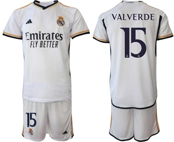 2023-24 Real Madrid #15 Federico Valverde White Home Soccer jersey