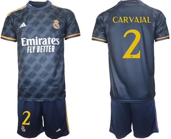 2023-24 Real Madrid #2 Daniel Carvajal Navy Away Soccer jersey