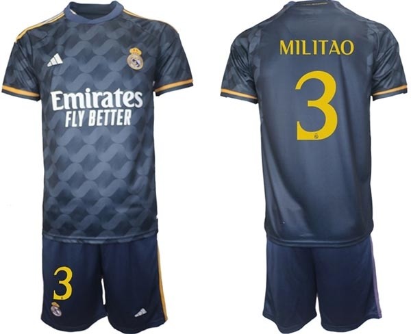 2023-24 Real Madrid #3 Eder Militao Navy Away Soccer jersey