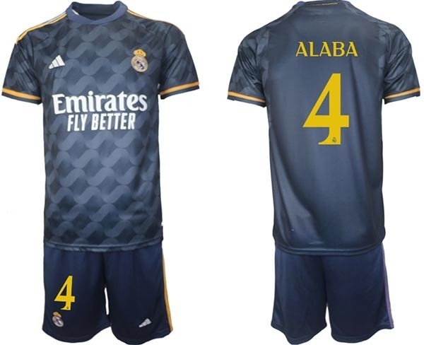 2023-24 Real Madrid #4 David Alaba Navy Blue Soccer jersey