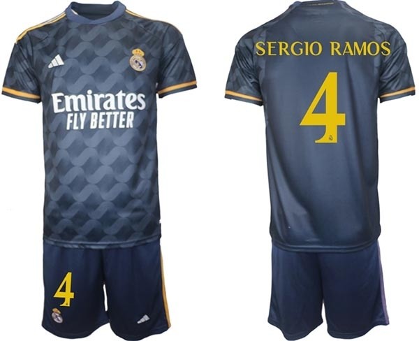 2023-24 Real Madrid #4 Sergio Ramos Navy Away Soccer jersey