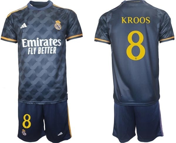 2023-24 Real Madrid #8 Toni Kroos Navy Away Soccer jersey