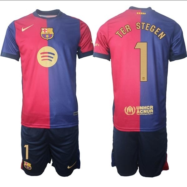 2024-25 Barcelona #1 Ter Stegen Red-Blue Home Soccer jersey