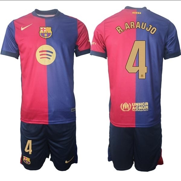 2024-25 Barcelona #4 R.Araujo Red-Blue Home Soccer jersey