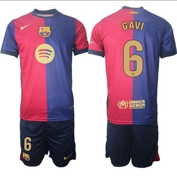 2024-25 Barcelona #6 Gavi Red-Blue Home Soccer jersey