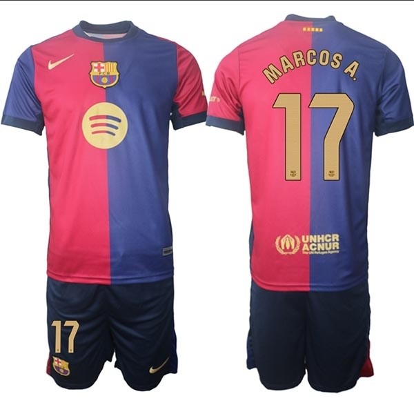 2024-25 Barcelona #17 Marcos A. Red-Blue Home Soccer jersey