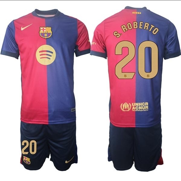 2024-25 Barcelona #20 S.Roberto Red-Blue Home Soccer jersey