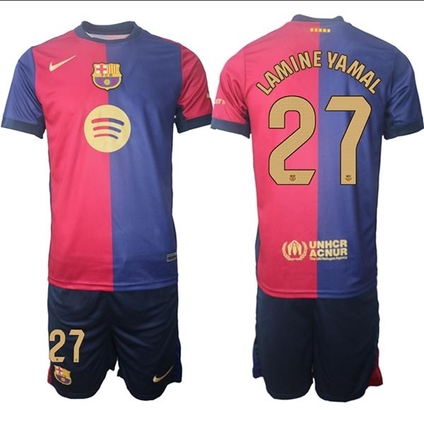 2024-25 Barcelona #27 Lamine Yamal Red-Blue Home Soccer jersey