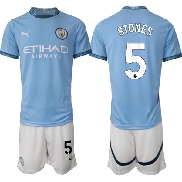 2024-25 Manchester City #5 John Stones Blue Home Soccer Jersey