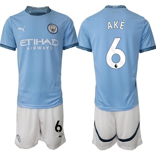 2024-25 Manchester City #6 Nathan Ake Blue Home Soccer Jersey