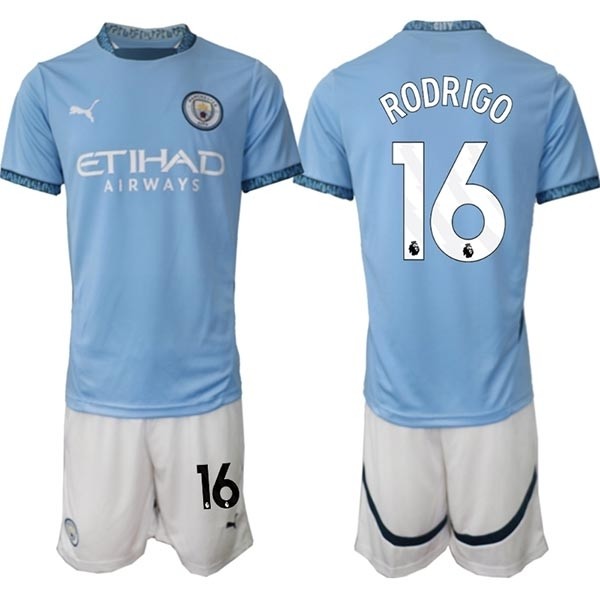 2024-25 Manchester City #16 Rodrigo Blue Home Soccer Jersey