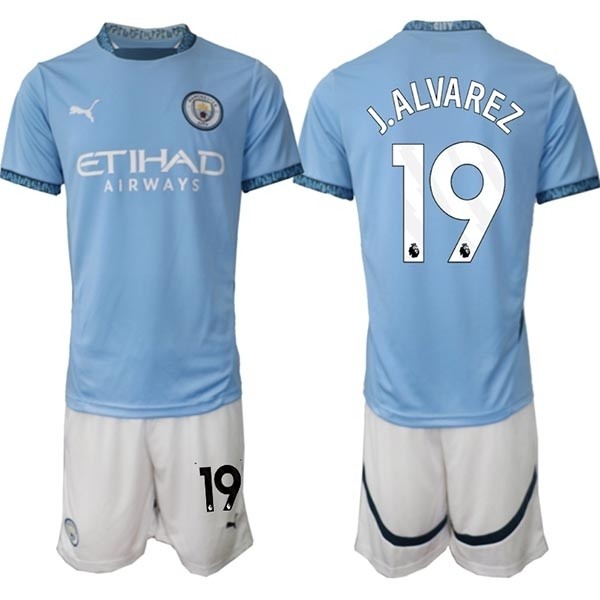 2024-25 Manchester City #19 J.Alvarez Blue Home Soccer Jersey